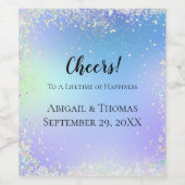 Gepersonaliseerde Glitter Blue Paarse bruiloft Wijn Etiket (Enkel label)