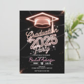 Gepersonaliseerde Glitter Dust Pink Dinner Afstude Kaart (Staand voorkant)