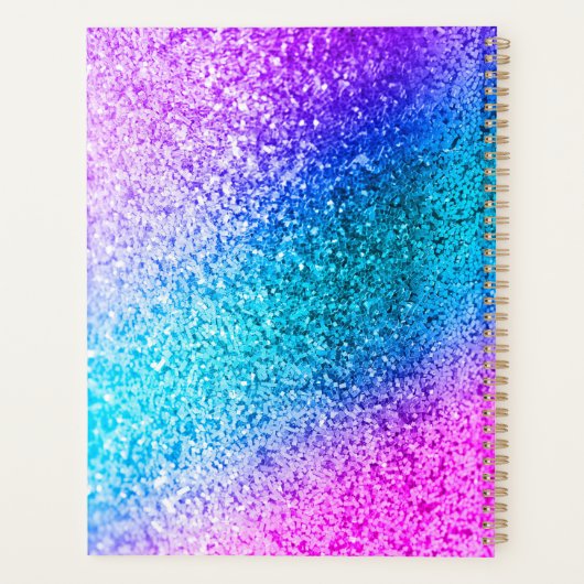 Gepersonaliseerde Glitter Elegant Script Naam 2021 Planner (Achterkant)