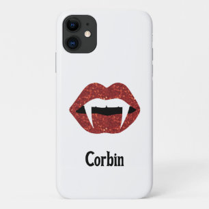 Gepersonaliseerde Glitter Fangs Halloween - rode l Case-Mate iPhone Case