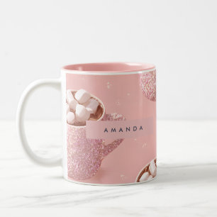 Gepersonaliseerde Glitter Heet Chocolademelk Esthe Tweekleurige Koffiemok