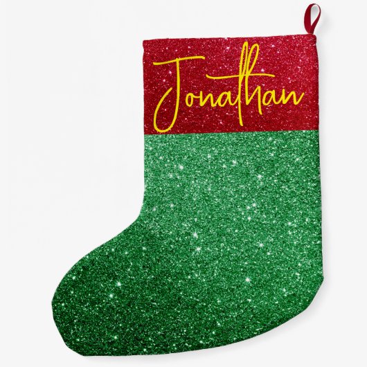 Gepersonaliseerde Glitter Kerstkous – Groot Grote Kerstsok (Achterkant)