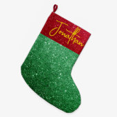 Gepersonaliseerde Glitter Kerstkous – Groot Grote Kerstsok (Voorkant (Hangend))