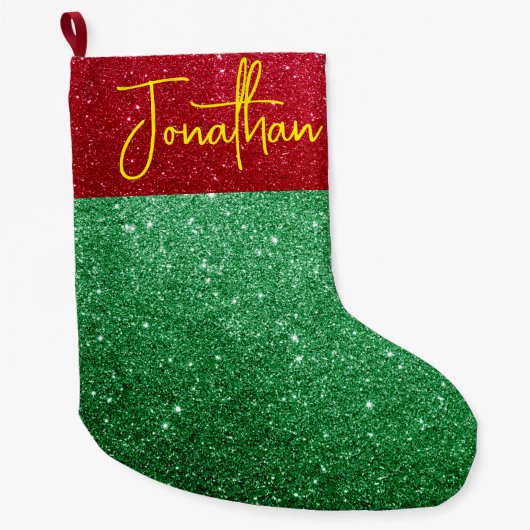 Gepersonaliseerde Glitter Kerstkous – Groot Grote Kerstsok (Voorkant)