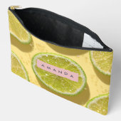 Gepersonaliseerde Glitter Lime Schijf Glans Citrus Etui (Open)