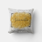 Gepersonaliseerde Glitter Marble Gold Kussen (Voorkant)