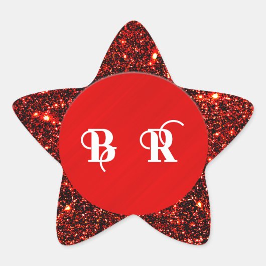 Gepersonaliseerde Glitter Red Star Ster Sticker (Voorkant)