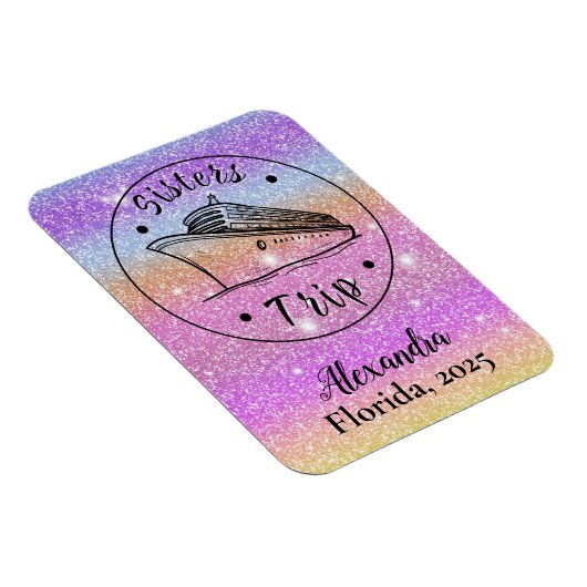 Gepersonaliseerde Glitter Sisters Cruise Cabin Magneet (Rechterzijde)