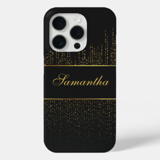 Gepersonaliseerde Glitter van zwart en goud iPhone 15 Pro Case