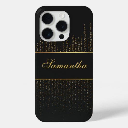 Gepersonaliseerde Glitter van zwart en goud Case-Mate iPhone Case (Achterkant)