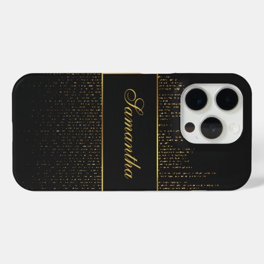 Gepersonaliseerde Glitter van zwart en goud Case-Mate iPhone Case (Achterkant (horizontaal))