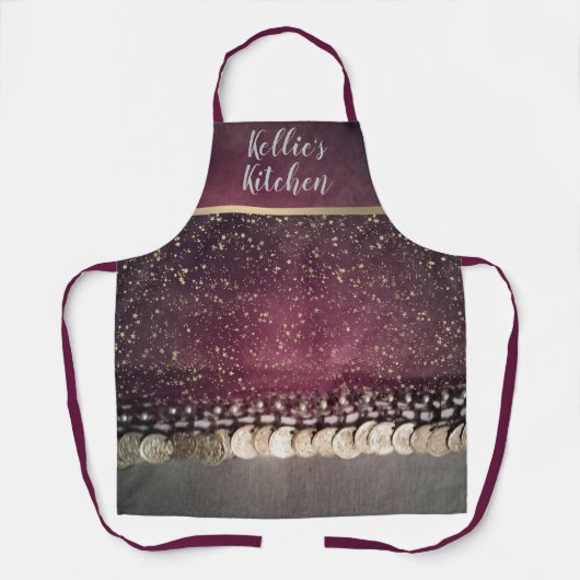 Gepersonaliseerde glitterij sterren munt sjaal schort (Voorkant)