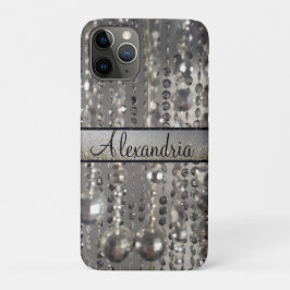 Gepersonaliseerde glitterij zilveren snaarkralen Case-Mate iPhone case