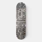 Gepersonaliseerde glitterij zilveren snaarkralen persoonlijk skateboard (Voorkant)