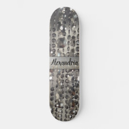 Gepersonaliseerde glitterij zilveren snaarkralen persoonlijk skateboard