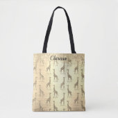 Gepersonaliseerde Glittery Giraffe op Metallic Gol Tote Bag (Voorkant)