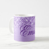 Gepersonaliseerde Glittery Lavender Folie Koffiemok (Voorkant links)