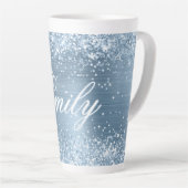 Gepersonaliseerde Glittery lichtblauwe Folie Latte Mok (Rechterhoek)