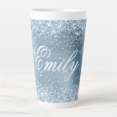Gepersonaliseerde Glittery lichtblauwe Folie Latte Mok (Voorkant)