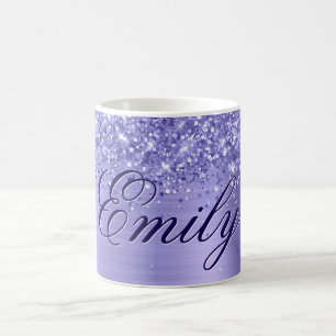 Gepersonaliseerde Glittery Periwinkle Folie Koffiemok