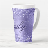 Gepersonaliseerde Glittery Periwinkle Folie Latte Mok (Rechterhoek)