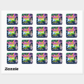 Gepersonaliseerde Glow Slime Science Party Favorie Vierkante Sticker (Vel)
