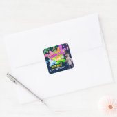 Gepersonaliseerde Glow Slime Science Party Favorie Vierkante Sticker (Envelop)