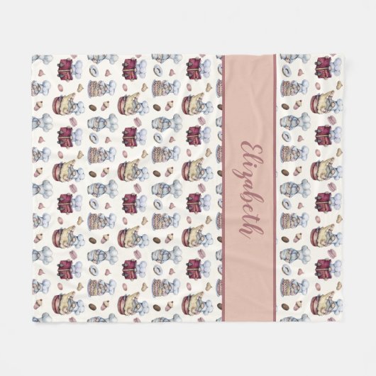 Gepersonaliseerde gnomen Baking Cupcakes Donuts Tr Fleece Deken (Voorkant (Horizontaal))