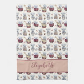 Gepersonaliseerde gnomen Baking Cupcakes Donuts Tr Theedoek (Verticaal)