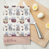 Gepersonaliseerde gnomen Baking Cupcakes Donuts Tr Theedoek (Quarter Fold)