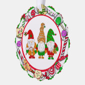 Gepersonaliseerde Gnomen en Kerst Snoep Ornament Kaart (Links)