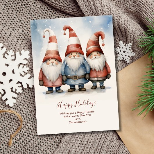 Gepersonaliseerde Gnomen Kerstvakantie Kaart