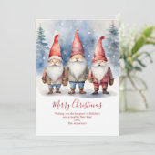 Gepersonaliseerde Gnomen Merry Christmas Kaarten (Staand voorkant)