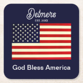 Gepersonaliseerde God Bless America Flag Onderzett Kartonnen Onderzetters (Voorkant)