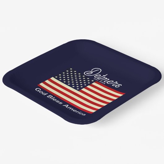 Gepersonaliseerde God Bless America vlag Papieren Bordje (Gebogen)
