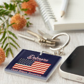Gepersonaliseerde God Bless America vlag Sleutelhanger (Voorkant Rechts)