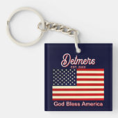 Gepersonaliseerde God Bless America vlag Sleutelhanger (Voorkant)