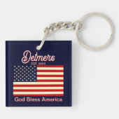 Gepersonaliseerde God Bless America vlag Sleutelhanger (Achterkant)