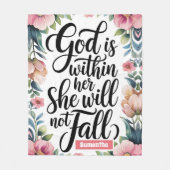 Gepersonaliseerde God is binnenin haar Christelijk Fleece Deken (Voorkant)