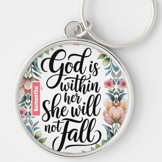 Gepersonaliseerde God is binnenin haar Christelijk Sleutelhanger (Voorkant)