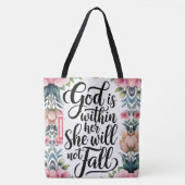 Gepersonaliseerde God is binnenin haar Christelijk Tote Bag (Voorkant)