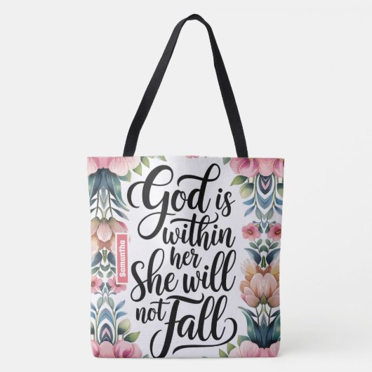 Gepersonaliseerde God is binnenin haar Christelijk Tote Bag (Voorkant)