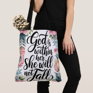 Gepersonaliseerde God is binnenin haar Christelijk Tote Bag