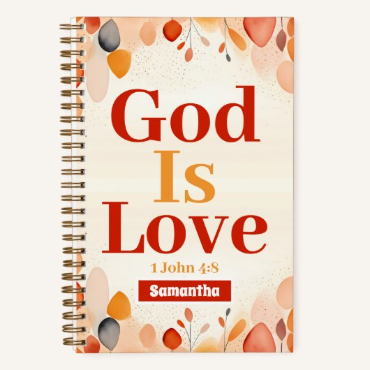 Gepersonaliseerde God Is Love Boho Christelijke Da Notitieboek (Voorkant)