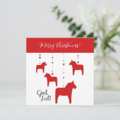 Gepersonaliseerde God jul! Christmas Dala Paard Feestdagenkaart (Staand voorkant)