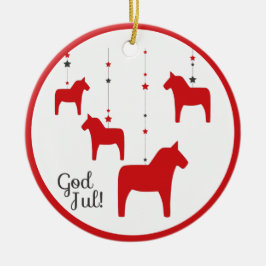 Gepersonaliseerde God jul! Christmas Dala Paard Keramisch Ornament