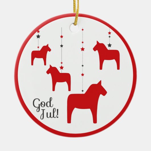 Gepersonaliseerde God jul! Christmas Dala Paard Keramisch Ornament (Voorkant)