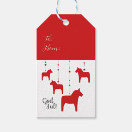Gepersonaliseerde God jul! Dala Horse Cadeaulabel