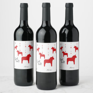 Gepersonaliseerde God jul! Dala Paard Wijn Label Etiket