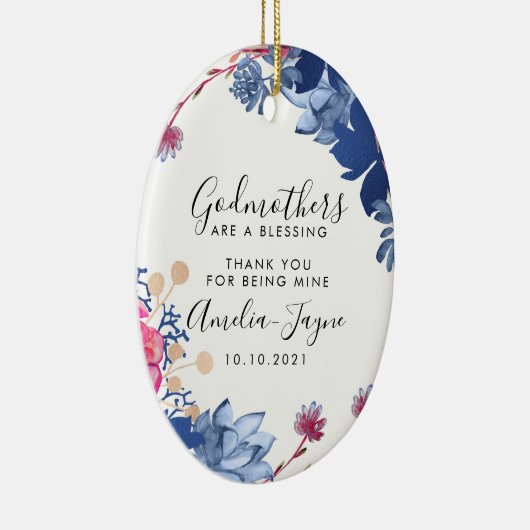 Gepersonaliseerde godmoeder Baptisme Gift Keramisch Ornament (Rechts)